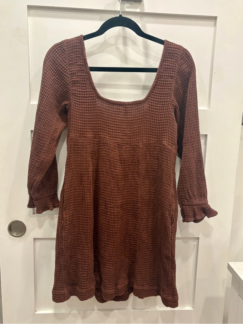 Free People Endless Summer Go To Waffle Knit Scoop Neck Dress in Brown